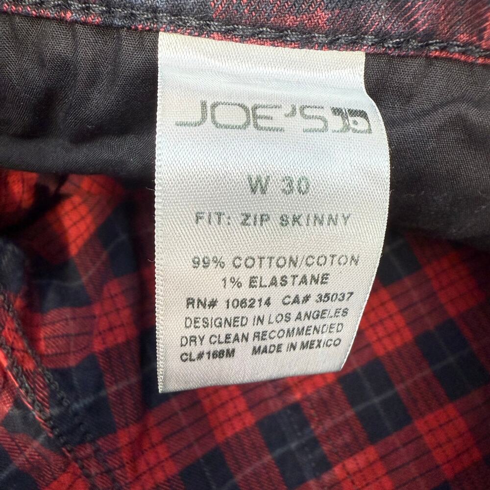 Joe's Jeans Women's 30 (10) Red Black Plaid Zip Skinny Moto Style Slash Pockets - Picture 8 of 14